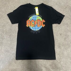 AC/DC Black Tee with Colorful Tour Design